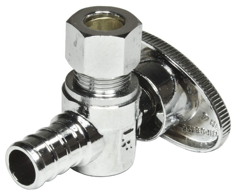 Miiflex Heavy Duty Chrome Plated Brass 1/4 Turn Angle Valve 1/2" PEX B In x 3/8" COMP Out (5 Pack) - Image 3